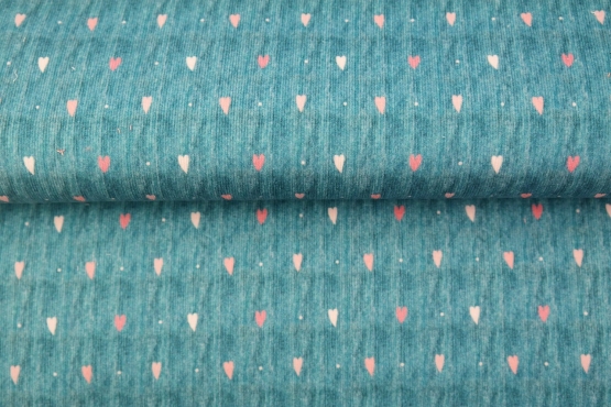 Baby cord, printed | little hearts by Stenzo | Petrol