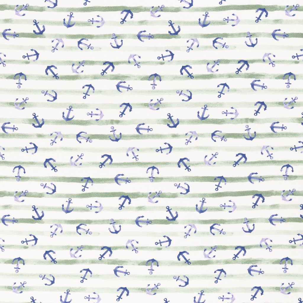 Nautical Baby, jersey cotton, anchor, denim blue/emerald