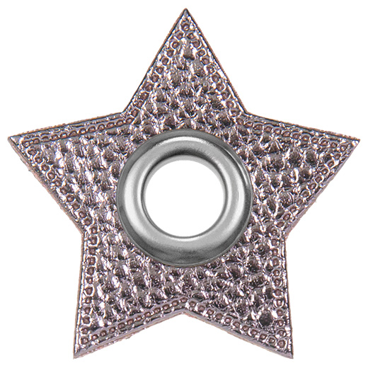 Eyelet patches for cords | Star | Imitation leather | Various colors<span> - </span>002 gray metallic