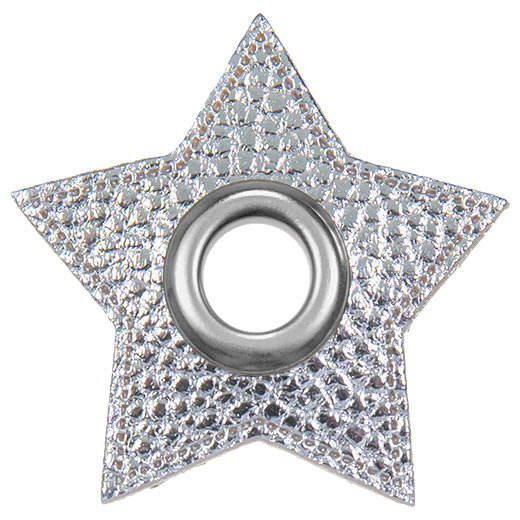 Patchs à œillets pour cordons | Étoile | Simili cuir | Différentes couleurs <span> - </span>180 argent métallisé