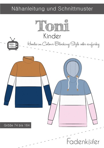 [Faden-Toni] Schnittmuster Fadenkäfer | Hoodie Color Blocking Toni, Kinder