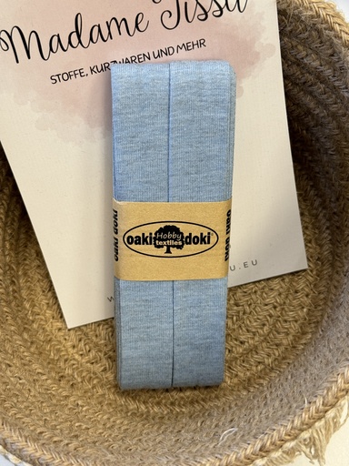 [198410-058] Jersey bias binding | oaki doki | different colors | 3 meters, 20mm mottled light blue 058