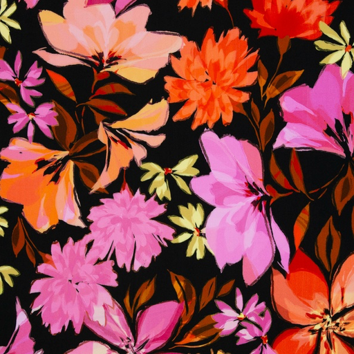 [082490-117299] Viskose-Webware | Julia by Swafing | schwarz mit Blumen