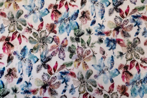 [M 6838] Jersey viscose | Herlinda de Hilco | fleurs, fleurs | blanc, coloré
