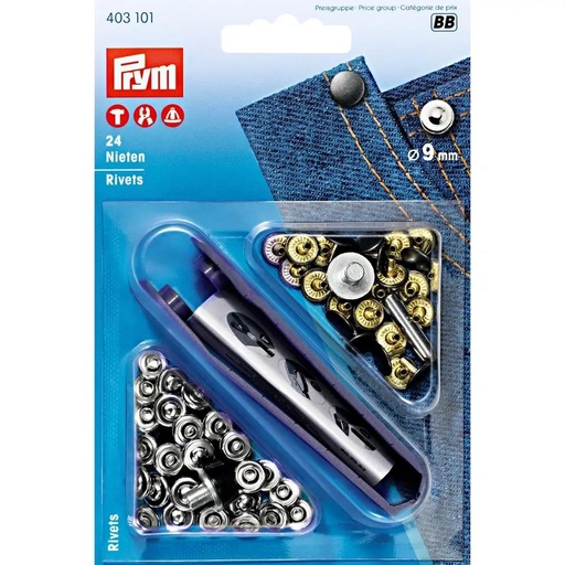 [403101] Prym | Rivets, 9mm, silver colored/old iron