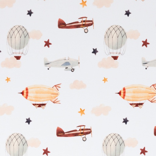 [081705-590010] French terry | Tomke by Swafing | Vintage zeppelin, airplane and heated air balloon