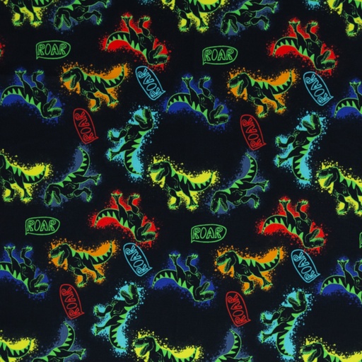 [081949-464299] Tissu en coton | Tom par swafing | T-Rex, coloré/noir