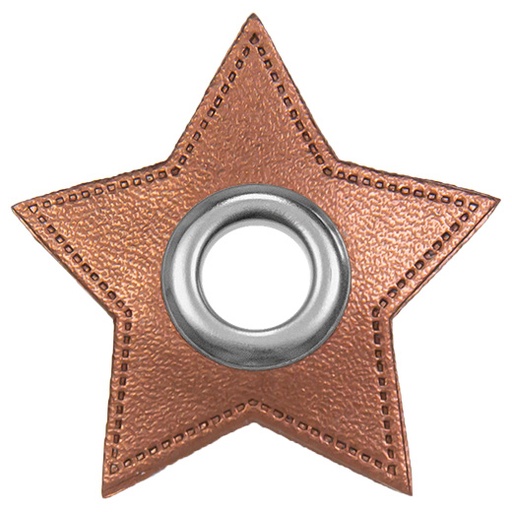 [197496-190] Eyelet patches for cords | Star | Imitation leather | Various colors <span> - </span>190 copper matallic