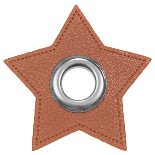 [197496-975] Eyelet patches for cords | Star | Imitation leather | Various colors<span> - </span>975 camel