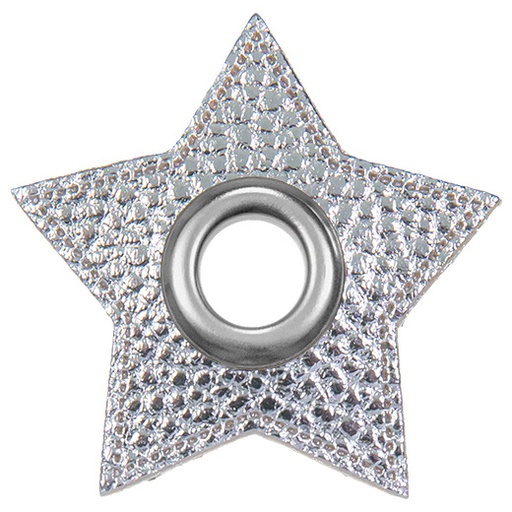 [197496-180] Patchs à œillets pour cordons | Étoile | Simili cuir | Différentes couleurs <span> - </span>180 argent métallisé