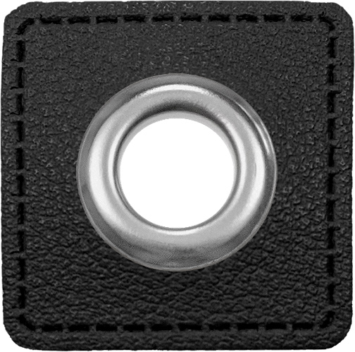 [197495-0000] 2 eyelet patches for cords | Imitation leather | 000 black