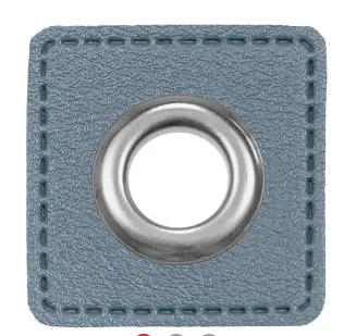 [197495-235] 2 eyelet patches for cords | Imitation leather | 235 denim blue
